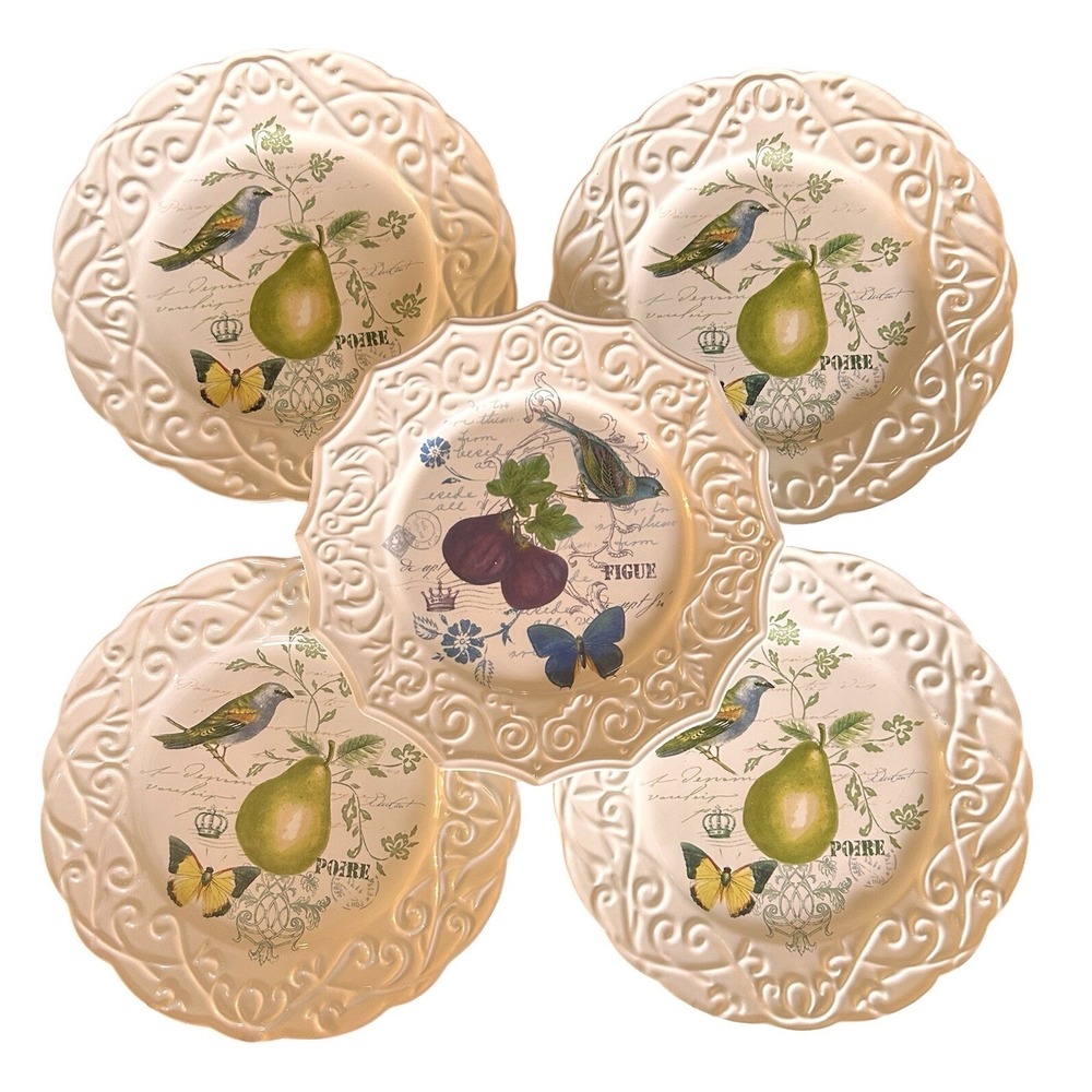 Vintage Mikasa Antique Countryside Embossed 8‎ 1/2" Salad Plates Cottage Core